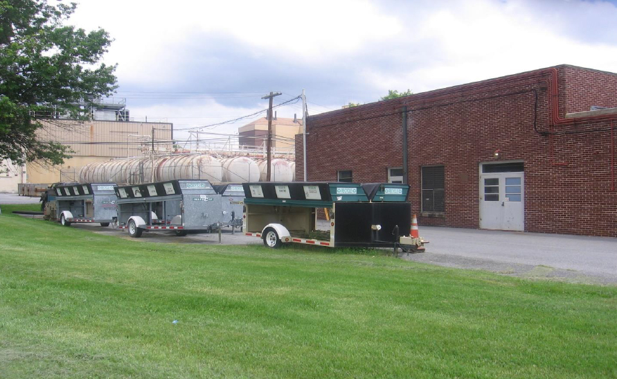 The first lab waste storage tanks to fail at Fort Detrick's steam sterilization plant in May 2018 were located inside this brick building, flooding its basement with a mixture of wastewater and rainwater.